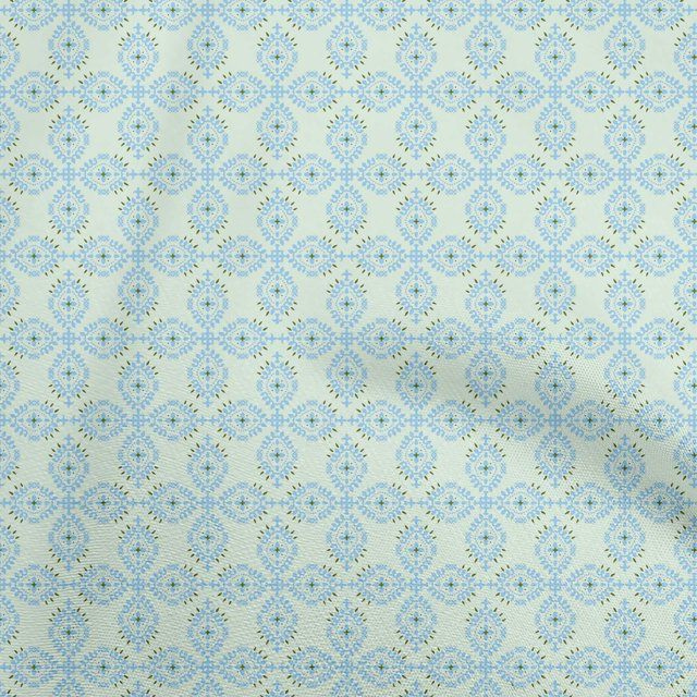 oneOone Velvet Mint Fabric Asian Block Print Traditional Fabric For Sewing Printed Craft Fabric By The Yard 58 Inch Wide