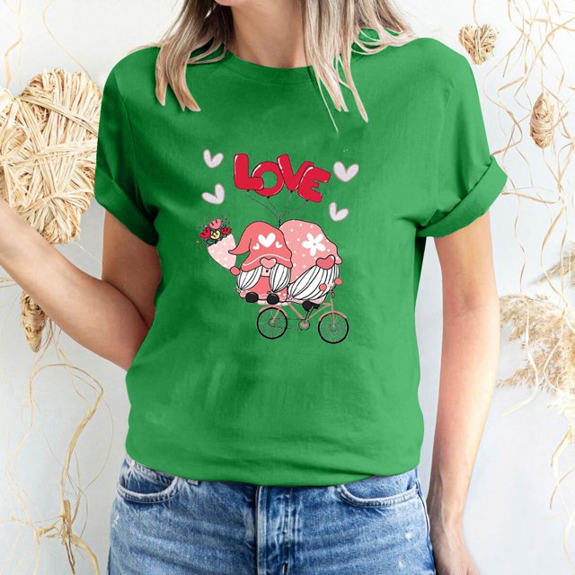 Pisexur T-shirt de la Saint-Valentin pour Femmes, Imprimé Amour, Manches Courtes, Col Rond
