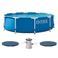 thumbnail image 1 of Intex 10 x 2.5-Foot Frame Pool w/ Filter Pump & Intex 10 ft Vinyl Cover, 2 Pack, 1 of 9