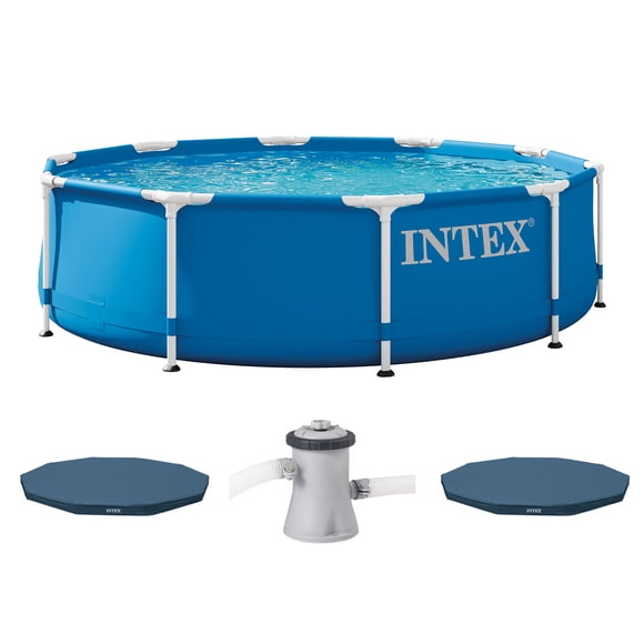 Intex Piscine à Cadre 10 x 2,5 Pieds avec Pompe de Filtration et Housse en Vinyle Intex 10 Pi, Lot de 2