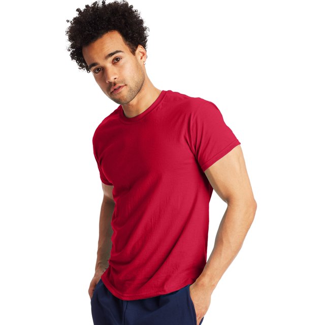 Hanes T-Shirt à Manches Courtes Col Rond X-Temp pour Hommes Lot de 2, S, Rouge Profond