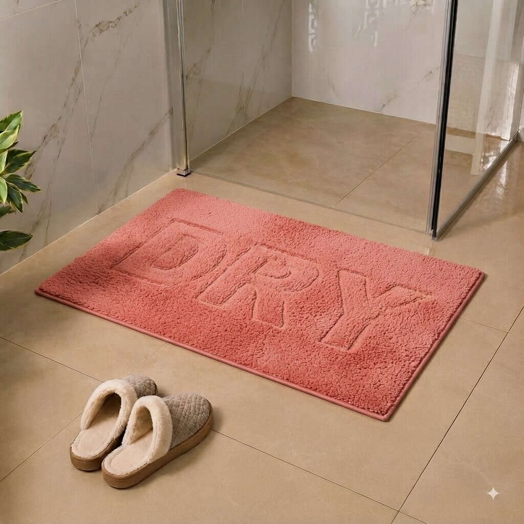 Tapis de bain corail moderne Home Decor Inc. avec inscription « DRY », 51 x 76 cm
