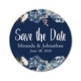 thumbnail image 1 of Darling Souvenir Round 45 Pcs Floral Border Save The Date Stickers Wedding Personalized Bride Groom Names And Date Envelope Seals - Navy Blue, 1 of 4