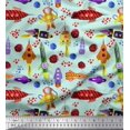 thumbnail image 1 of Soimoi Poly Georgette Fabric Rocket,Planet & Astronaut Cartoon Print Sewing Fabric Yard 52 Inch Wide, 1 of 3