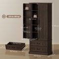 thumbnail image 3 of HOMCOM 72" Kitchen Pantry Cabinet with LED Light and Door Shelves, Brown, 3 of 10