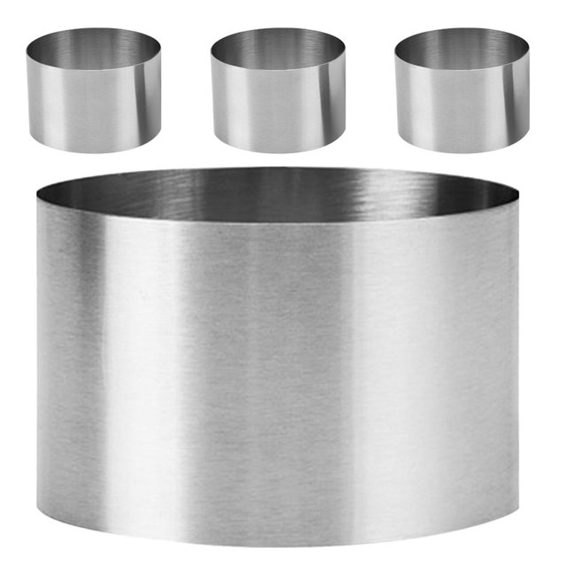4pcs Round Stainless Steel Mousse Ring Cake Cookie Baking Mold Rings Cake Cookie Biscuit Cutter for Biscuits Donuts and More