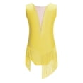 thumbnail image 3 of Doomiva Combinaison de Danse Gymnastique avec Franges et Strass pour Filles Jaune 14, 3 of 7