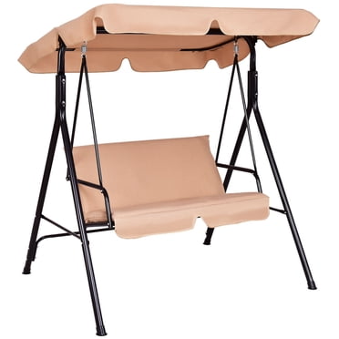 Costway Patio Loveseat Canopy Swing Glider Hammock Cushioned Steel Frame Outdoor