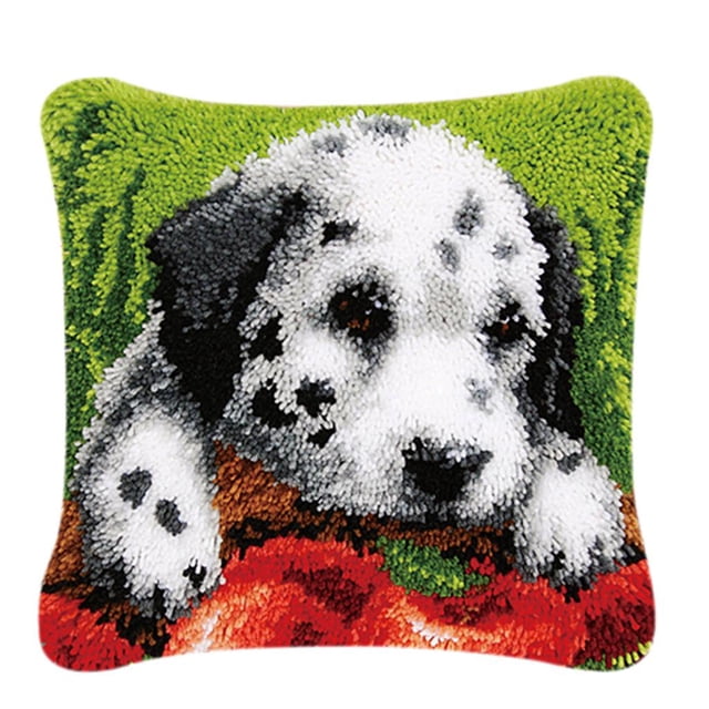 Cute Spot Dog Latch Hook Rug for Cushion Spot Dog