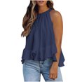thumbnail image 1 of Weiqiqre Women's Clothing Adjustable Tie Neckline Ruffle Hem Sleeveless Flowy Halter Tops, 1 of 7