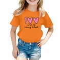 thumbnail image 1 of LUOGENLI T-Shirt pour Filles Enfants Mode Décontractée Imprimé Col Rond Ample Manches Courtes T-Shirt Haut Longues Chemises pour Filles Tendance Été Orange 3-4 Ans, 1 of 4