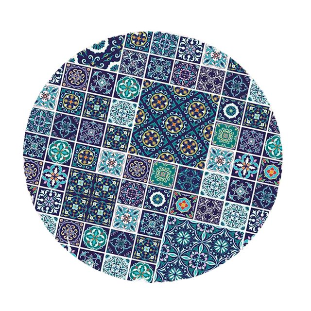 DOLITY Housse de Table Ajustée Élastique - Motif Coloré - Grand Rond - Convient aux Tables jusqu'à B 1,2 m
