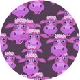 thumbnail image 1 of Ahgly Company Tapis d'Intérieur Ronds de Style Transitionnel Lavables à la Machine, Rose Oeillet Foncé, 8 Pieds Rond, 1 of 7