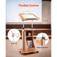 thumbnail image 3 of KFFKFF Support de Podium, Lutrin en Bois de 43 Pouces, Bureau Portable pour Ordinateur Portable avec Roues Verrouillables, Grande Surface de Lecture et Espace de Rangement Ouvert, Hauteur et Angle Réglables, 3 of 9