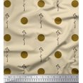 thumbnail image 1 of Soimoi Beige polyester Crepe Fabric Dots & Leaves Print Fabric by the Yard 42 Inch Wide, 1 of 3