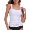 thumbnail image 3 of RELLECIGA Women's Bandeau Ruched Tankini Top Swimsuits, 3 of 7