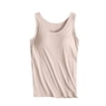 thumbnail image 1 of FAIWAD Built-in-Bra Tanks Tops for Womens Sleeveless Round Neck Wide Strap Basic Stretch Crop Tops, 1 of 7