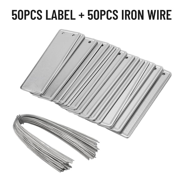 Étiquettes en Aluminium Durables pour l'Identification des Plantes et des Arbres, Double Face et Imperméables, avec Fil de Fer Inclus, Lot de 50
