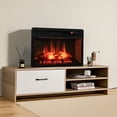 thumbnail image 2 of Gymax 1400W 26 Inch Electric Fireplace Insert 4777 BTU Recessed Freestanding Fireplace w/ Remote, 2 of 10