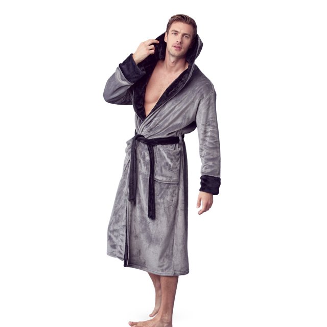 Mens Plush Robe with Slipper Set - BOSS - Men Bathrobe Collection - Lifetime Durable, Curated Hotel Spa Robe with Hood & Pockets - Anti-Slip Belt - Breathable Yet Warm - Won’t Pill, Tear or Darken