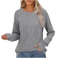 thumbnail image 1 of yoeyez Tunique en Tricot pour Femmes, Chandails à Manches Torsadées Patchwork, Col Ras du Cou Raglan, Chemises à Manches Longues, Hauts de Mode d'Automne 2024 Gris P, 1 of 6