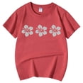 thumbnail image 4 of WEIYLL T-Shirts Graphiques pour Filles Imprimé Floral Col Rond Manches Courtes Décontracté Doux pour Enfants 12-13 Ans, 4 of 5