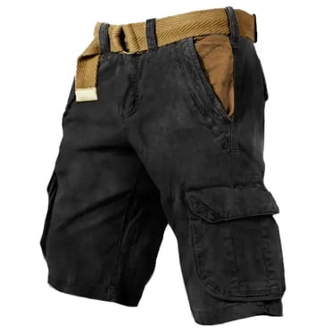 LOVZFMLL Men's and Big Men's Causal Cargo Shorts, Summer Loose Fit Classic Shorts, Men's Shorts for Workout and Daily Life Black L