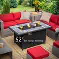 thumbnail image 3 of Costway 52" Propane Fire Pit Table Marble Tabletop Rattan Wicker w/ Rain Cover Lava Rock, 3 of 10