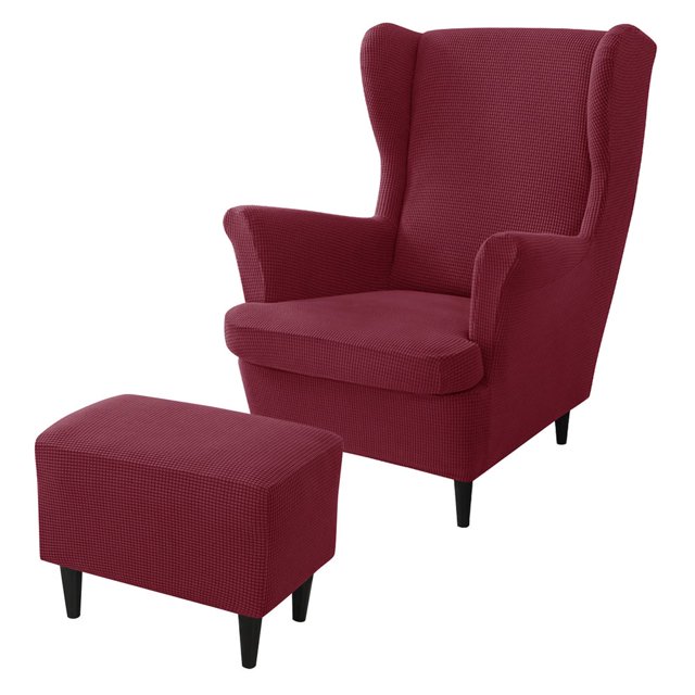 CHOK 2024 Wing Chair Slipcover Chair Covers For Wingback Chairs Stretch Sofa Cover Furniture Protector Couch Soft With Elastic Bottom-Pink-Chair Cover
