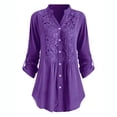 thumbnail image 1 of Womens Plus Size Clearance Women Ladies Large Size Button Lace V Neck Long Sleeve Shirt Blous, 1 of 3