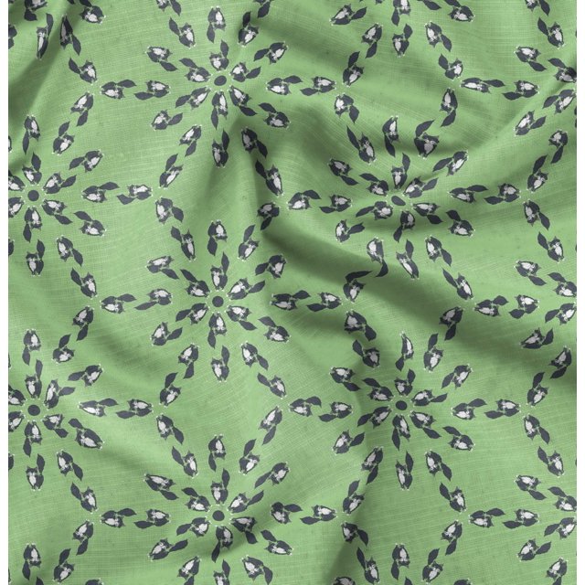 Soimoi Green Silk Fabric Cat Animal Decor Fabric Printed Yard 44 Inch Wide