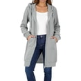 thumbnail image 1 of HAiming Womens over Size Solid Color Long Hoodie Jacket Casual Long Sleeve Drawstring Hooded Sweatshirt, 1 of 9