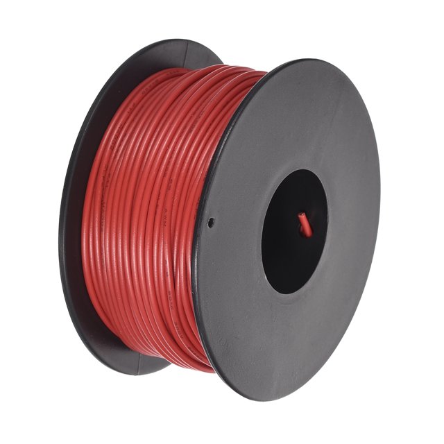 Uxcell Fil de Raccordement 24AWG 30m/100 Pieds Rouge, Fil Électrique UL1007 Bobine
