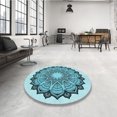 thumbnail image 4 of Ahgly Company Tapis d'Intérieur Ronds Transitionnels Lavables à la Machine, Vert Pierre Aigue-Marine, 4 Pieds Rond, 4 of 7