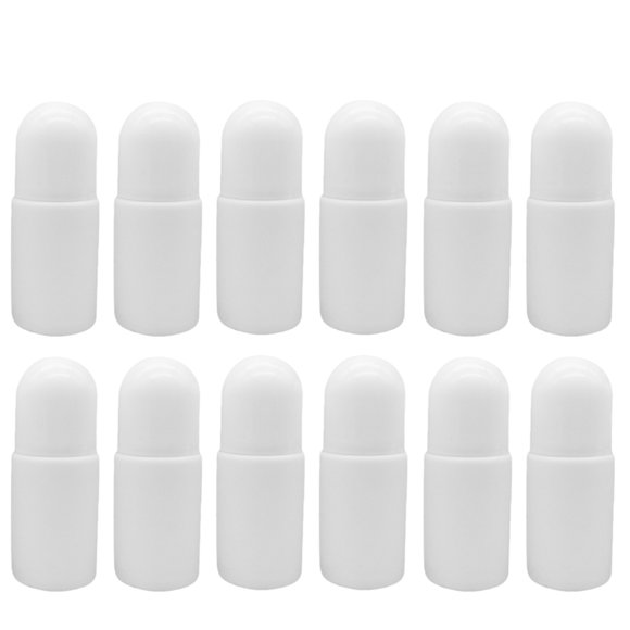 12pcs 50ML Plastic Roller Bottles for Essential Oils Empty Refillable Roll on Bottles Reusable Leak-Proof DIY Deodorant Containers with Plastic Roller Ball(White)