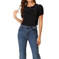 thumbnail image 1 of INSPIRE CHIC Blouse à Manches Bouffantes d'Été pour Femme à Col Peter Pan Noir TG, 1 of 6