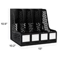 thumbnail image 3 of Deli Magazine File Book Holder, Sturdy Desktop Organizer, File Sorter Desktop File Folder Organizer Rack for Envelopes Mail Letter Paper Notebook, 4 Compartments, Plastics, Black, 3 of 10