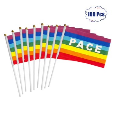 Drapeaux de Paix Portatifs, 50/100 Pcs Mini Drapeau de Paix Mini Drapeau de Paix Drapeau Arc-en-Ciel Pacifiste Normes de l'Industrie de Premier Plan