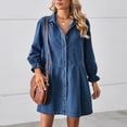 thumbnail image 2 of Abcnature Robe Mini en Denim à Manches Longues à Col en V pour Femmes, Coupe Ample, Robe d'Été Décontractée au Design Stylé, Robe Confortable et Tendance pour Femmes, 2 of 6