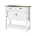 thumbnail image 2 of Homfa Table Console Style Ferme avec 2 Tiroirs et Portes, Table de Sofa avec Armoire de Rangement et Tablette Ouverte pour Salon et Entrée, Blanc et Brun Rustique, 2 of 7