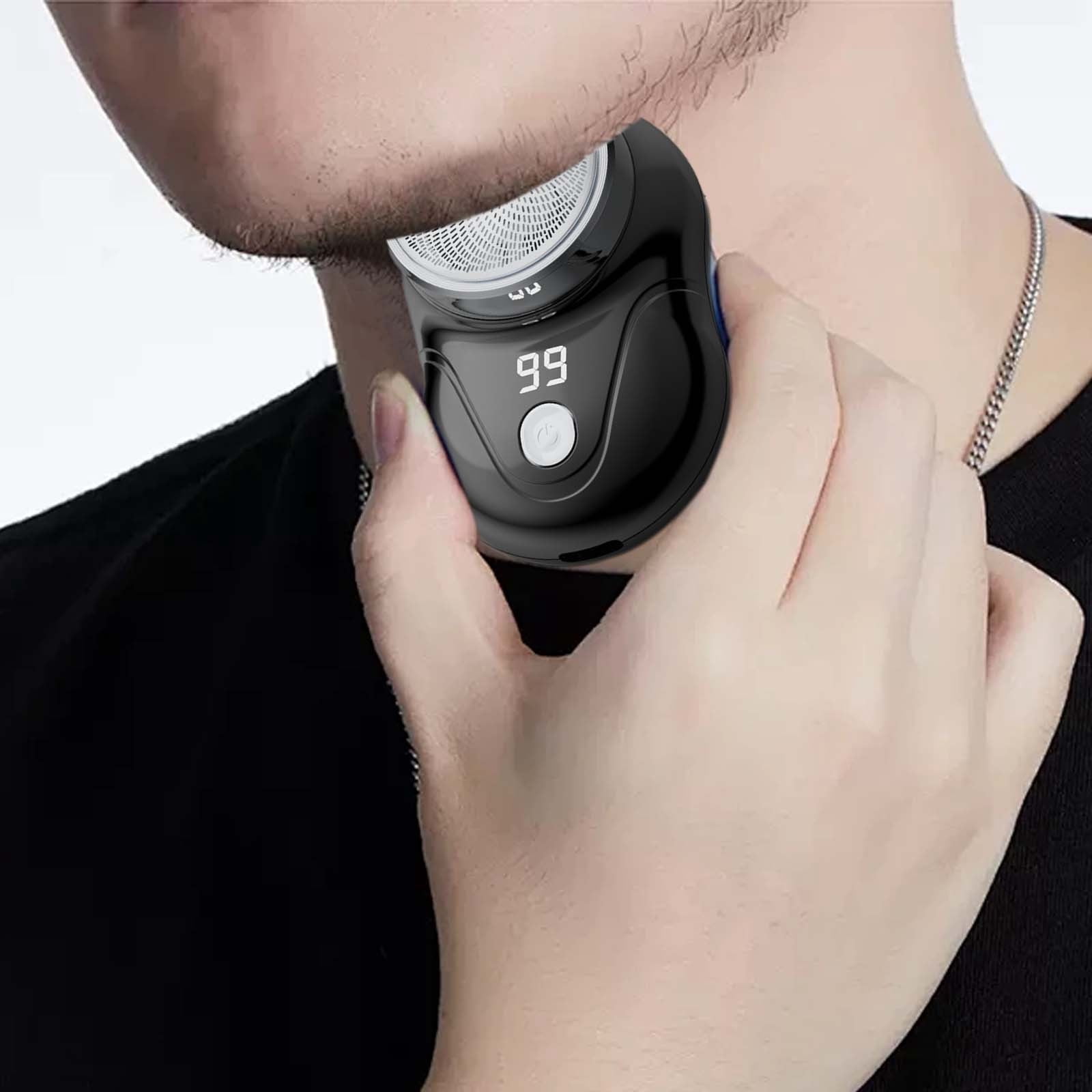 HOARBOEG Travel Electric Shaver High Speed Electric Beard Shaver Compact Electric Shaver Portable Face Beard Shaver Water Proof Travel Shaver Mens Rotary Shavers Small Appliance Clearance Black