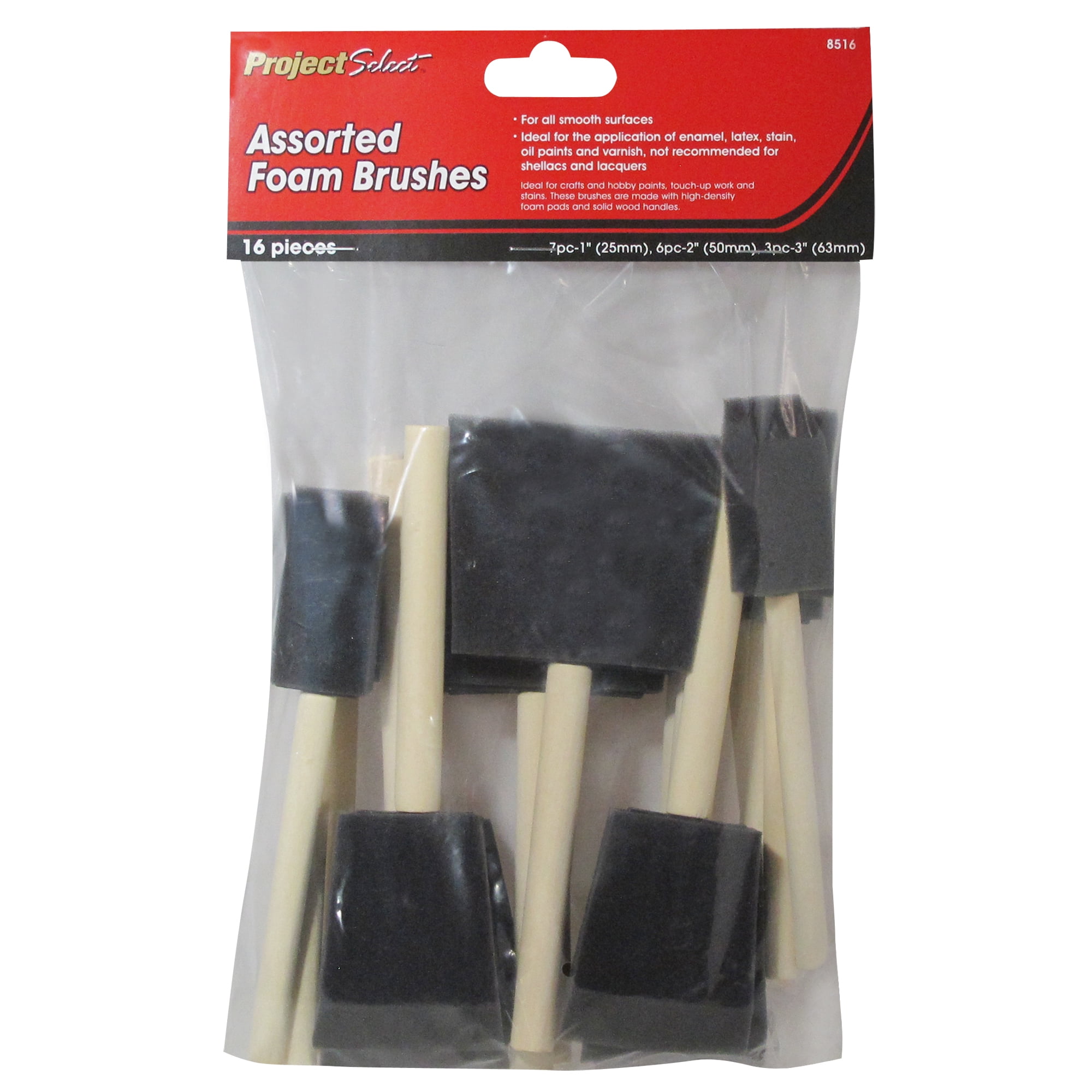 Project Select Assorted Foam Brushes (16 pack)