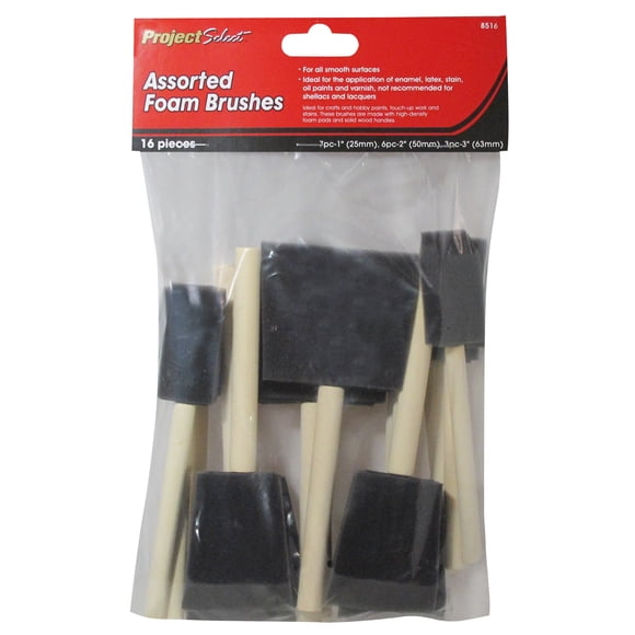 Pinceaux à mousse assortie Project Select de 2 po (16 piéces)