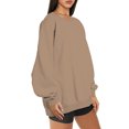 thumbnail image 4 of IROINID Épargne les Vêtements d'Hiver Femmes Pull-Over Sweat-Shirt Long Sleeve Col Rond Solide Blouse Tops, Kaki, 4 of 7