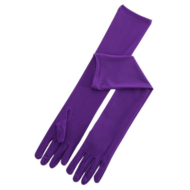 facefd 2pcs 45cm Multicolore Femmes Long Dîner Robe Gants Chaud Lait Dames Mitaines Gants Conduite Automne Festival Fête Violet