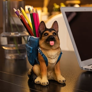 Porte stylo à chien, Organisateur de bureau d'animaux adorables, Craft de résine canine mignon, Décor de bureau à domicile, solution de rangement de table d'étude, article cadeau décoratif