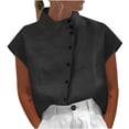 thumbnail image 2 of Birdeem Chemise Décontractée d'Été pour Femme, Ample, à Boutons, en Coton et Lin, Col Montant, 2 of 7