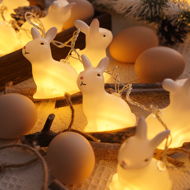 Yrmaups 2Pcs LED Easter Bunny String Lights, 10/20 LED Battery Operated Fairy Lights for Patio Room Window Decoration, Easter Party Pendant Lighting, Festive Dwelling Decor