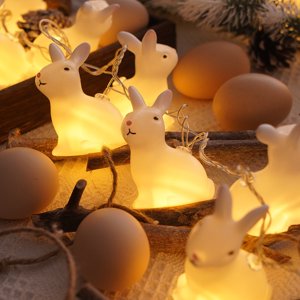 Yrmaups 2Pcs LED Easter Bunny String Lights, 10/20 LED Battery Operated Fairy Lights for Patio Room Window Decoration, Easter Party Pendant Lighting, Festive Dwelling Decor