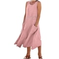 thumbnail image 1 of Timegard Robes d'Été pour Femmes Col Rond Ajusté Sans Manches Léger Décontracté Ample Robe avec Poches, 1 of 6